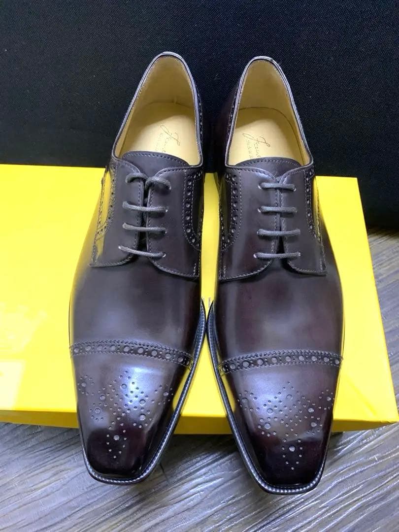 フランチェスコべニーニョ　ダークブラウン レザー ドレスシューズ　8