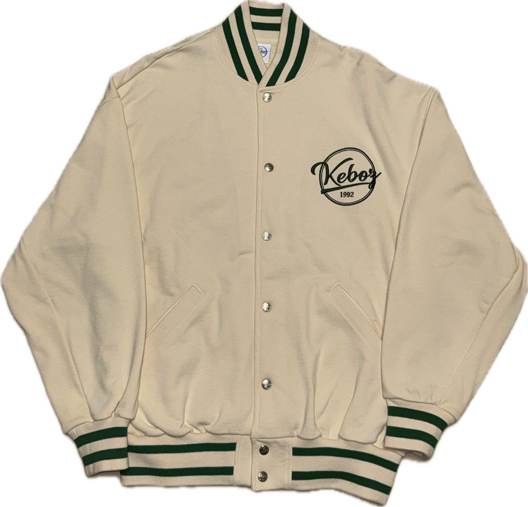 Keboz スタジャン ベージュ グリーン Mサイズ
