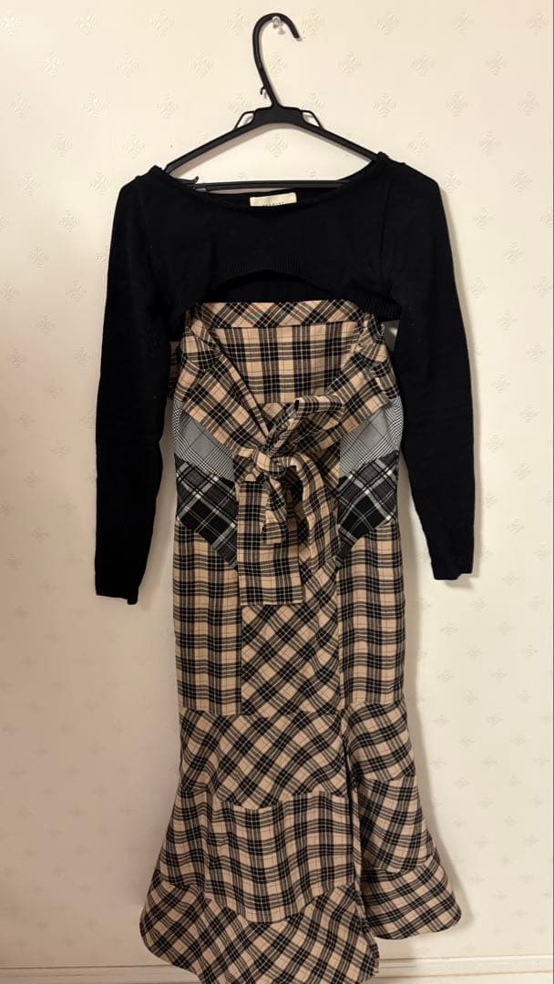 ワンピース andmary Juni check dress beige M