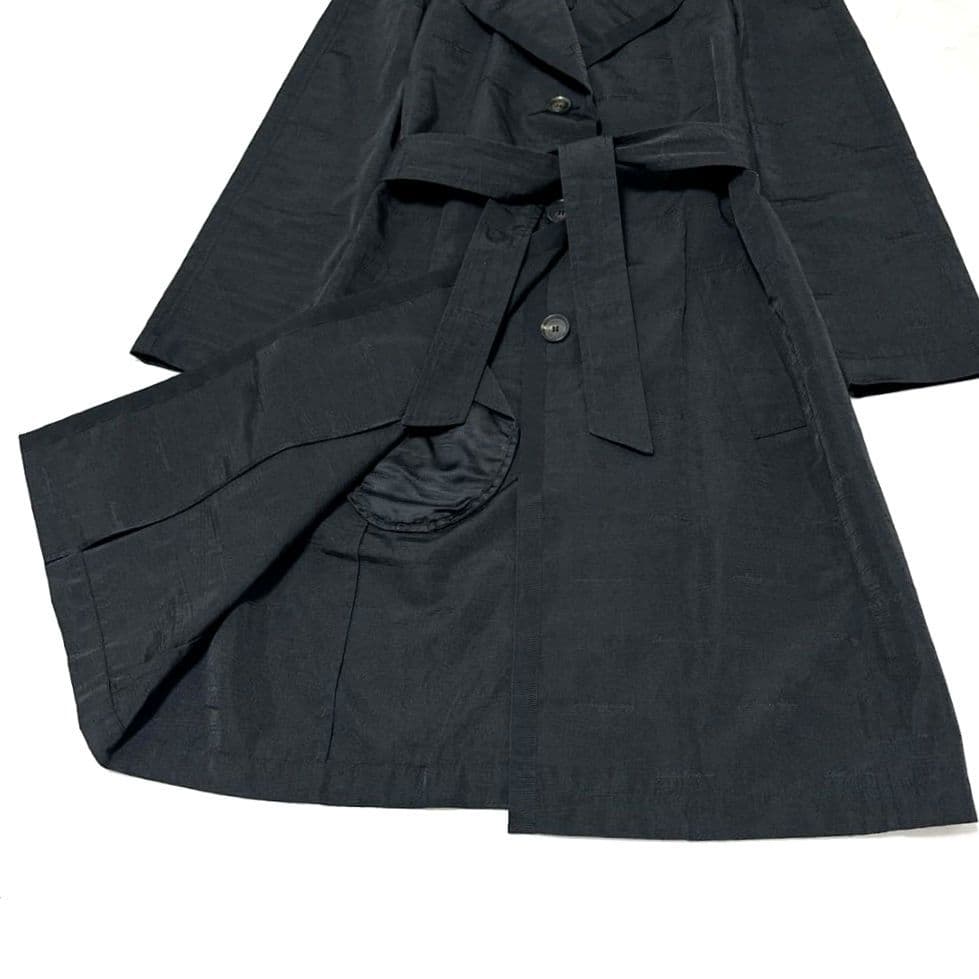 極美品✨ フェラガモ　ロングコート　薄手　ベルト　総柄　Aライン　黒　40