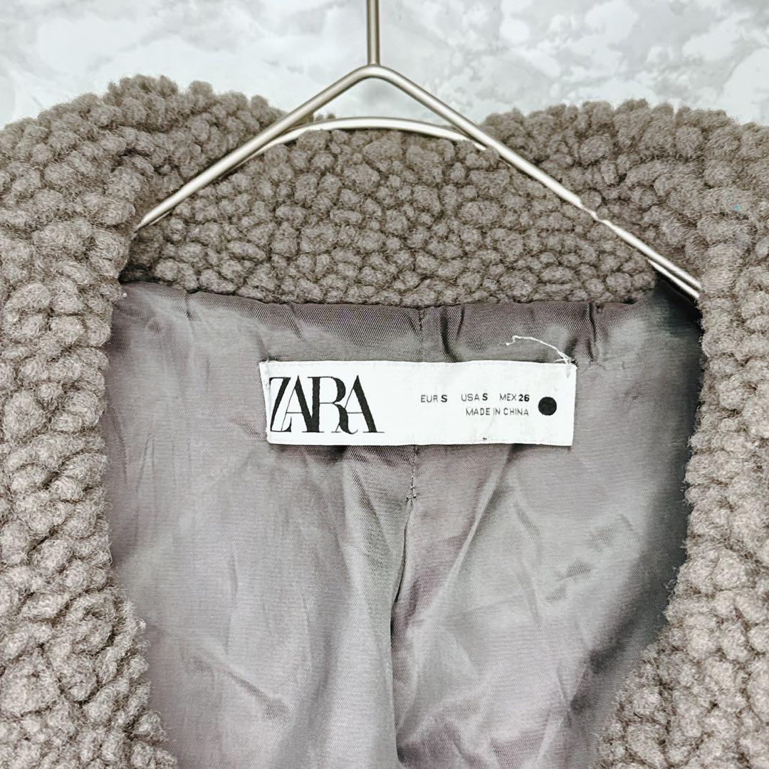 pq様　ZARA グレー ダブルブレスト フェイクボアテディベアコート S