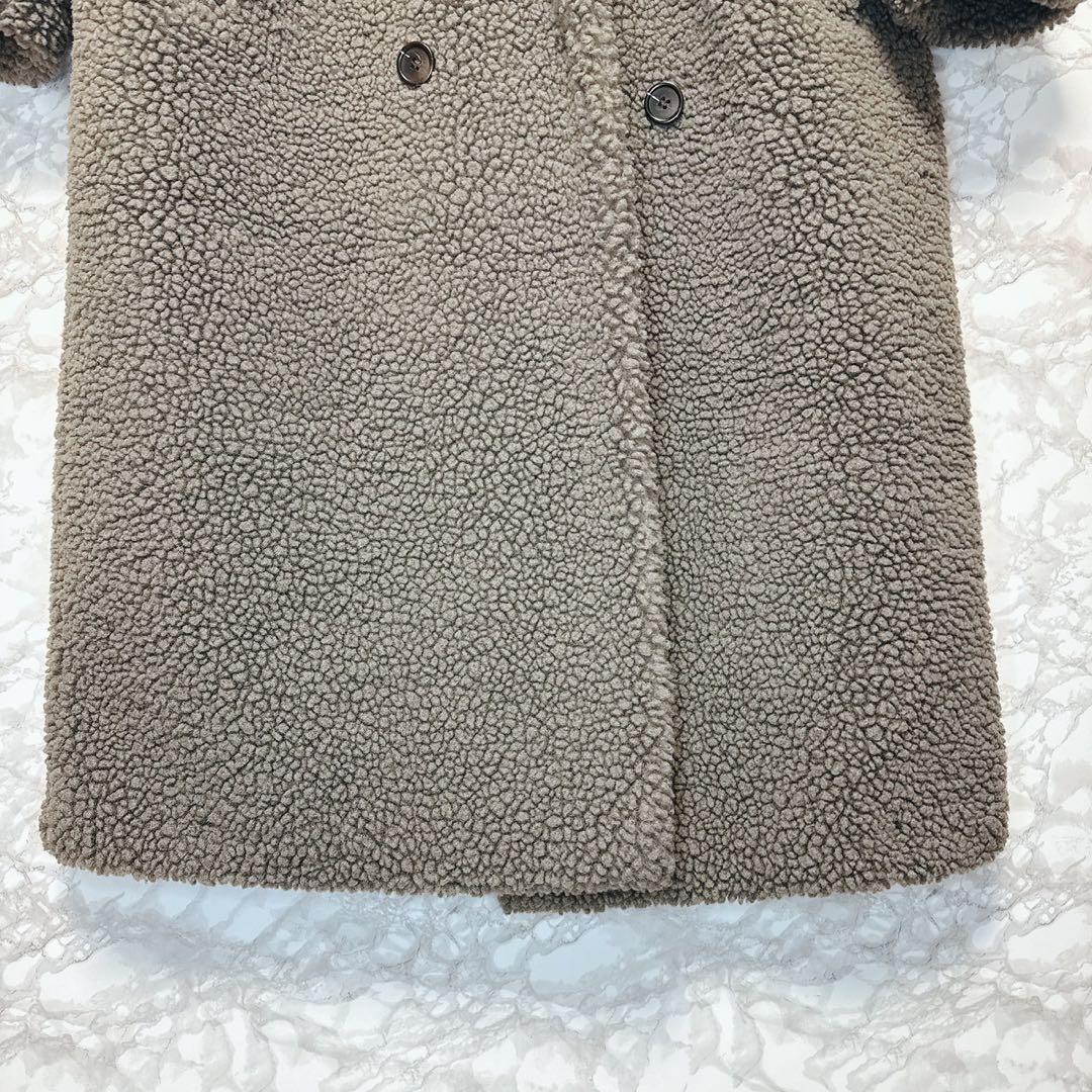 pq様　ZARA グレー ダブルブレスト フェイクボアテディベアコート S