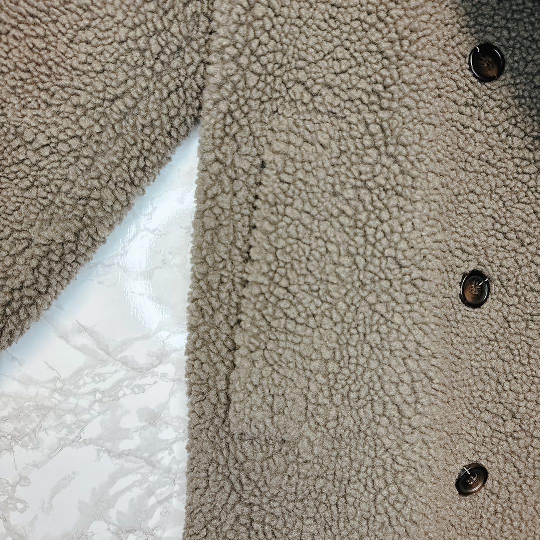 pq様　ZARA グレー ダブルブレスト フェイクボアテディベアコート S