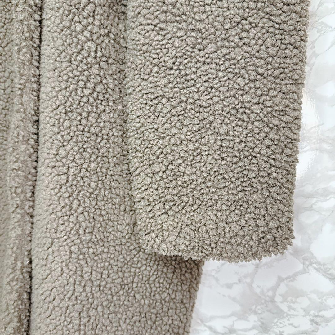 pq様　ZARA グレー ダブルブレスト フェイクボアテディベアコート S