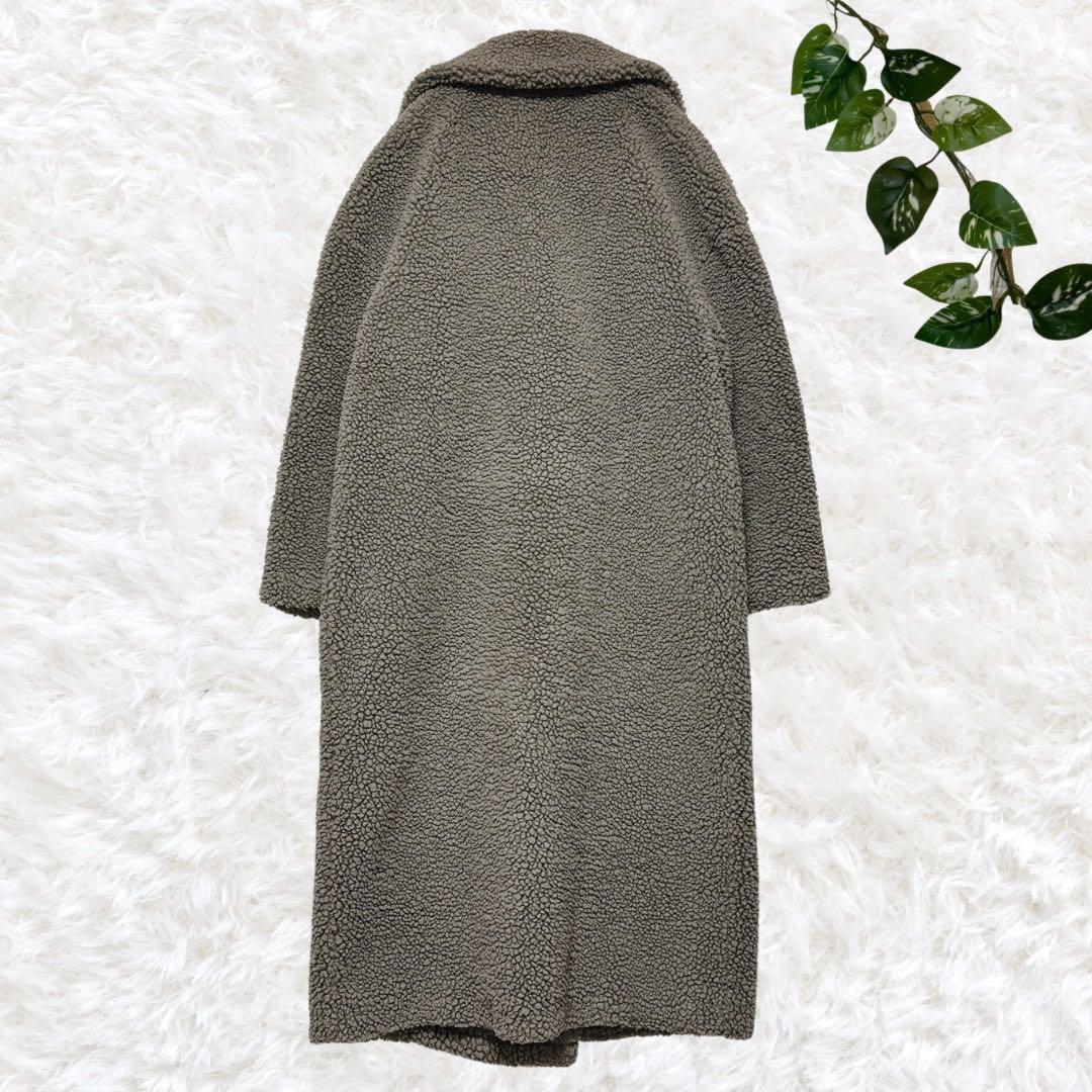 pq様　ZARA グレー ダブルブレスト フェイクボアテディベアコート S