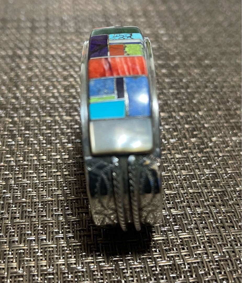 ナバホ族 インレイ バングル　142mm Mサイズ