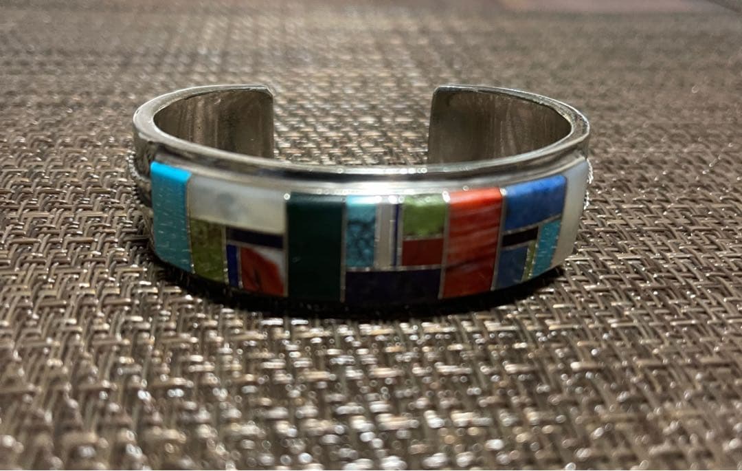 ナバホ族 インレイ バングル　142mm Mサイズ