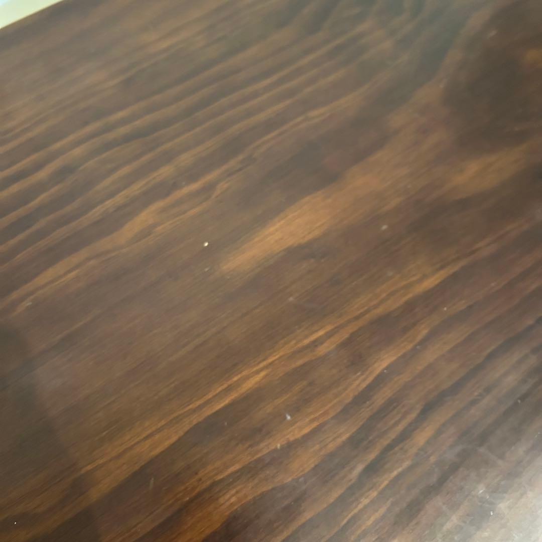 ダークブラウン 木製 文机 彫刻　アンティーク風