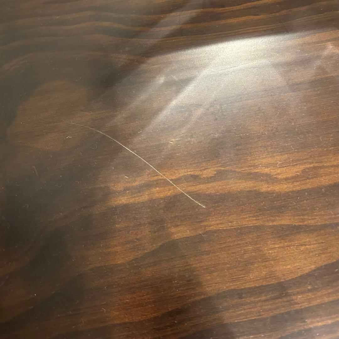 ダークブラウン 木製 文机 彫刻　アンティーク風