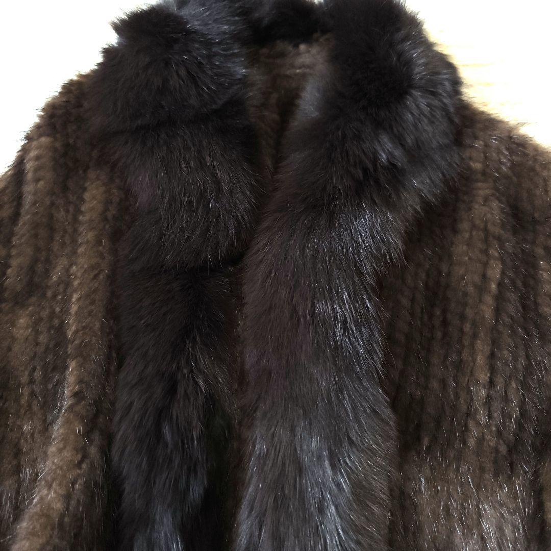 美品！ミンク+フォックス　ダークブラウン 毛皮 ケープスタイル　ポンチョ