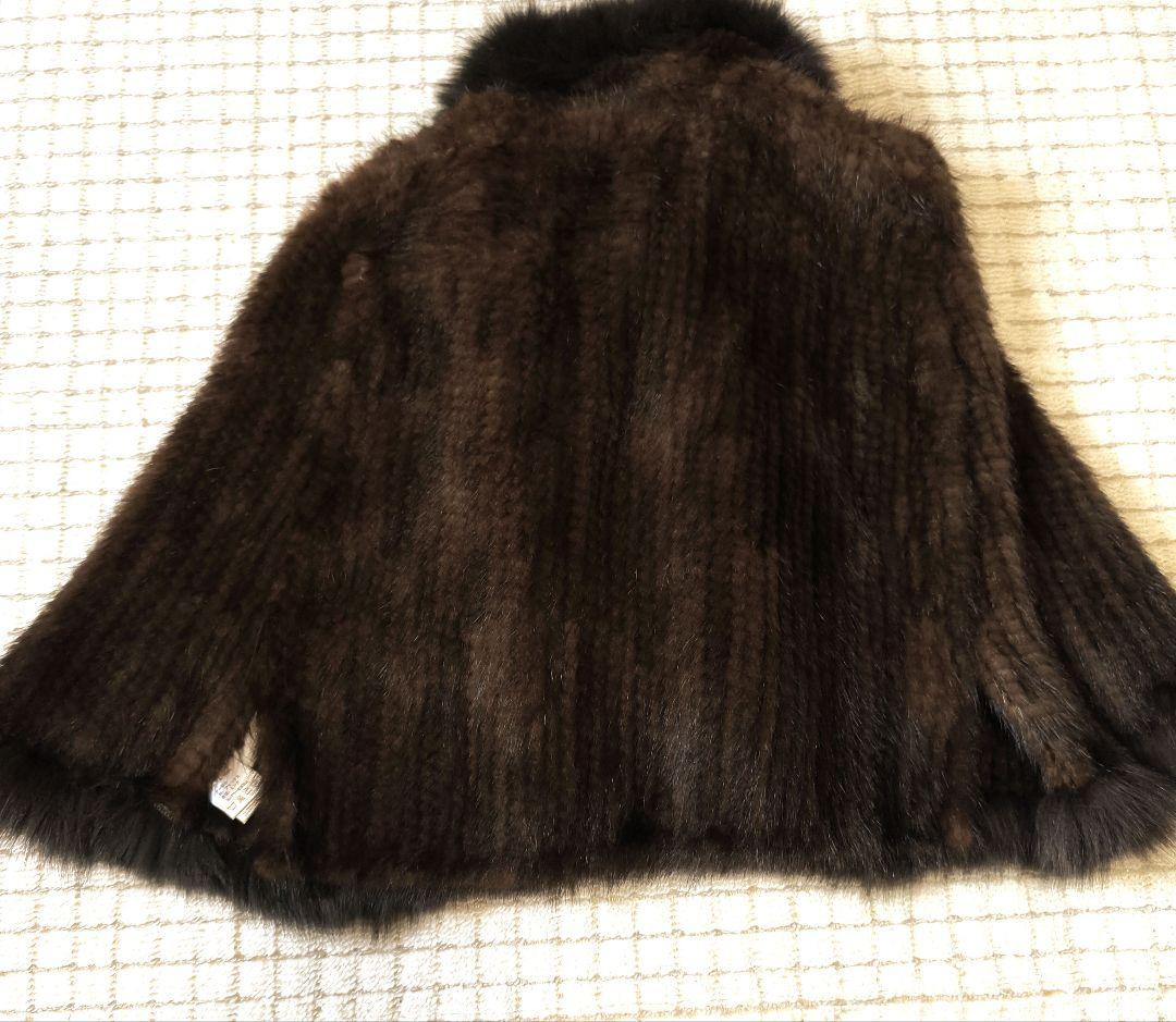 美品！ミンク+フォックス　ダークブラウン 毛皮 ケープスタイル　ポンチョ
