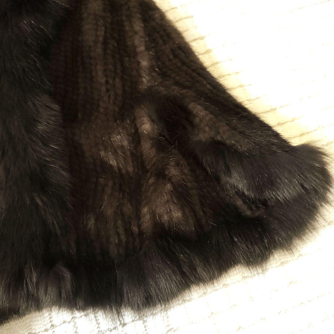美品！ミンク+フォックス　ダークブラウン 毛皮 ケープスタイル　ポンチョ