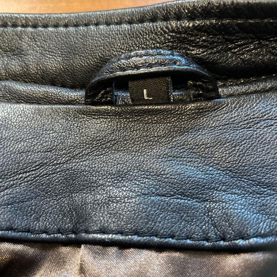 RIDEZ ブラック レザー ライダースジャケット