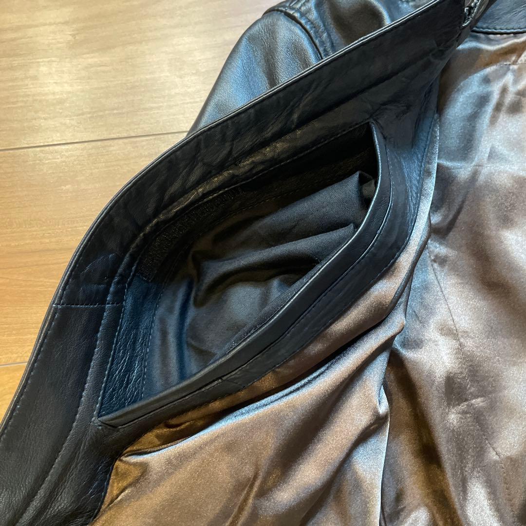 RIDEZ ブラック レザー ライダースジャケット