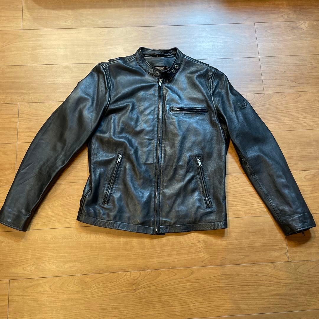 RIDEZ ブラック レザー ライダースジャケット