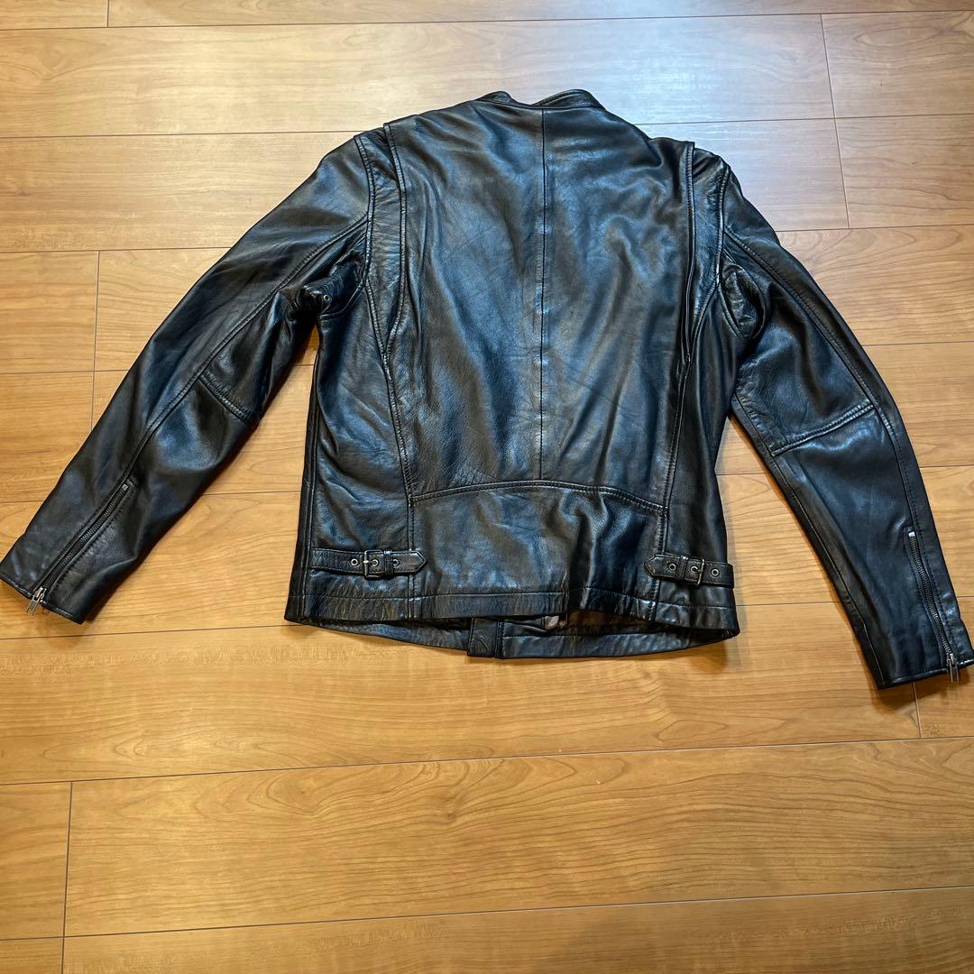RIDEZ ブラック レザー ライダースジャケット