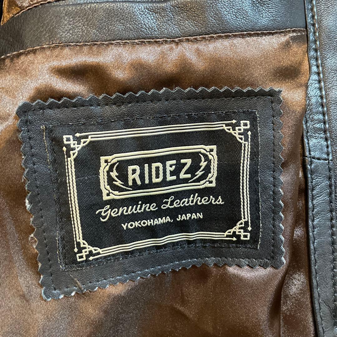 RIDEZ ブラック レザー ライダースジャケット