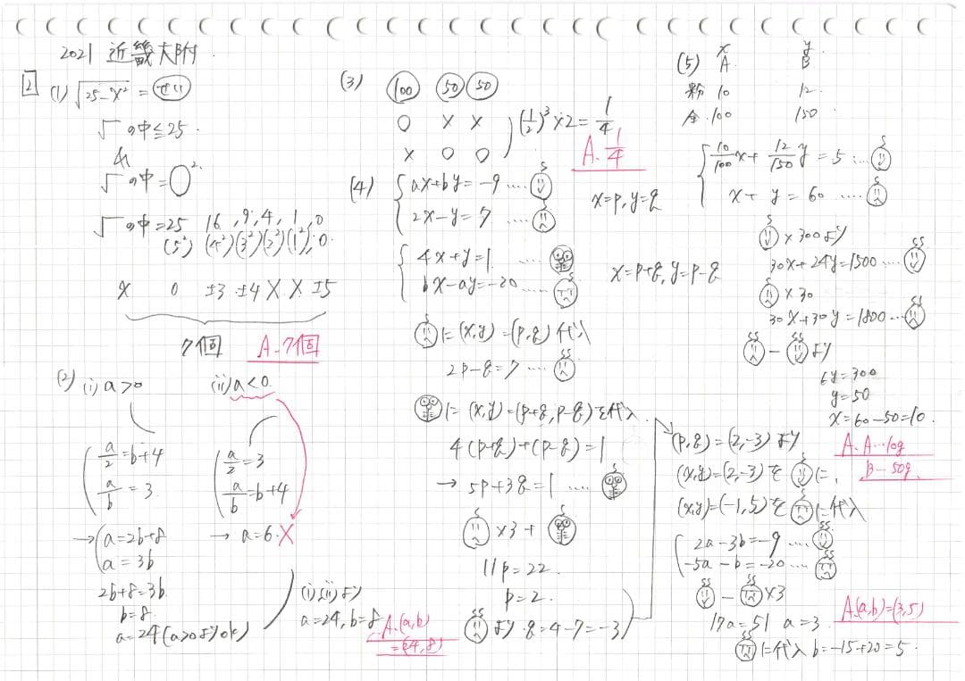 塾講師オリジナル数学解説 全問動画付 近畿大附 2021～24 高校入試 過去問