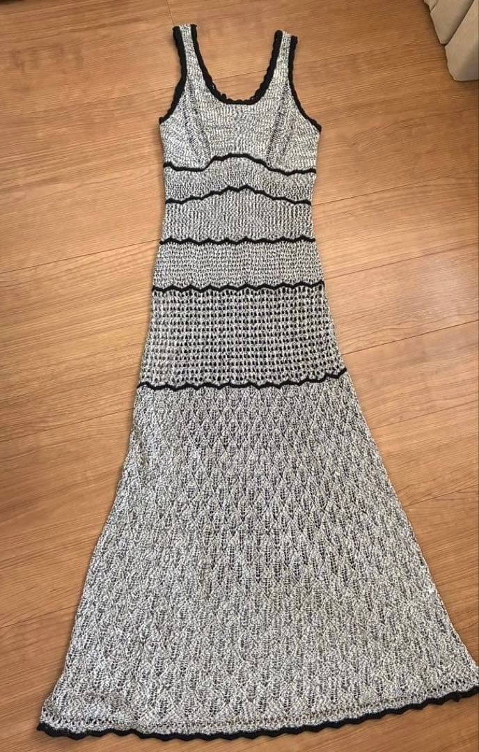 FRAY I.D レースアップ2wayニットタンクドレス　アイボリー　ブラック