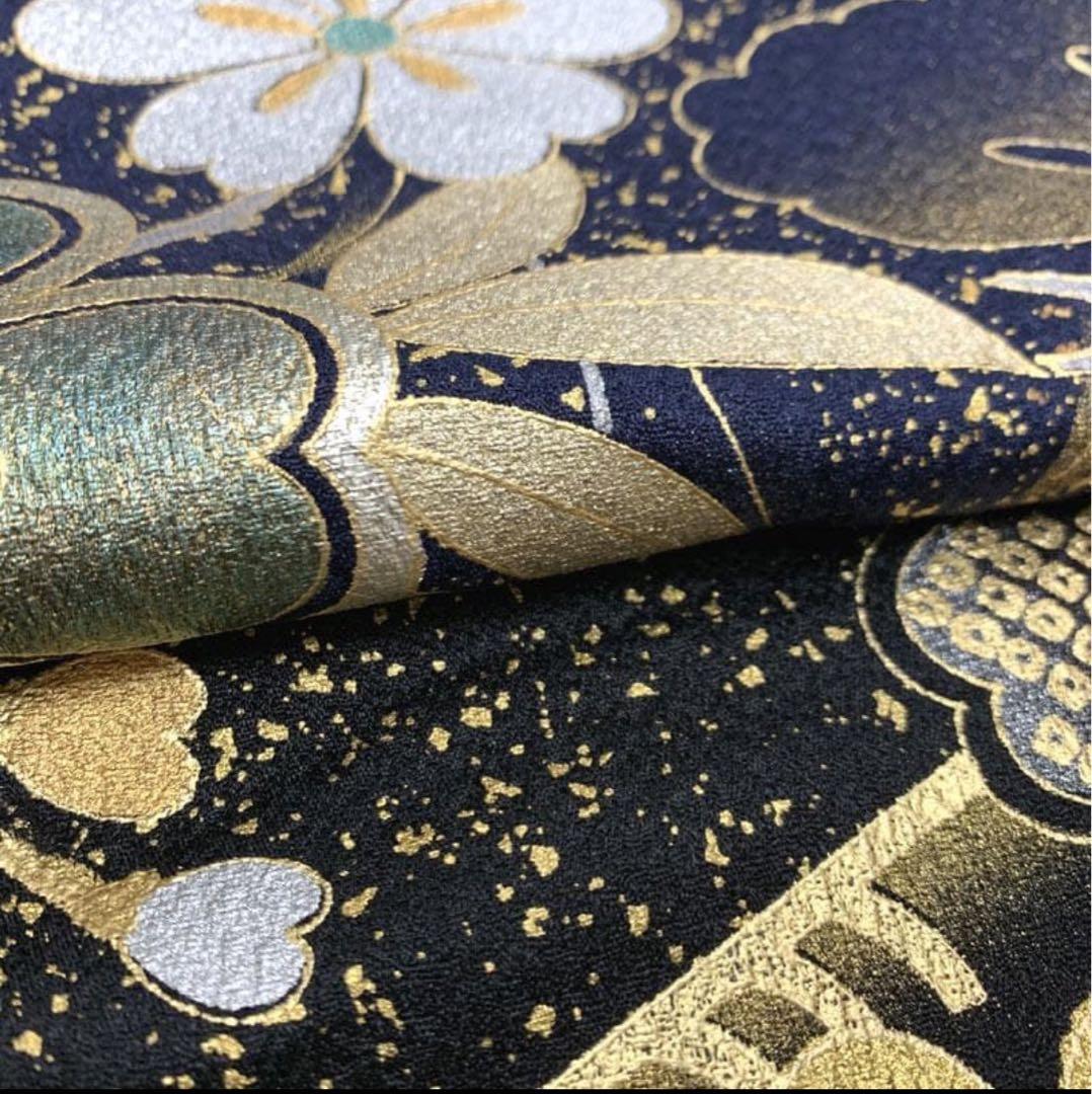 〇人気色！ 振袖 金彩 紺 ネイビー 蝶々 桜 松〇成人式 結婚式