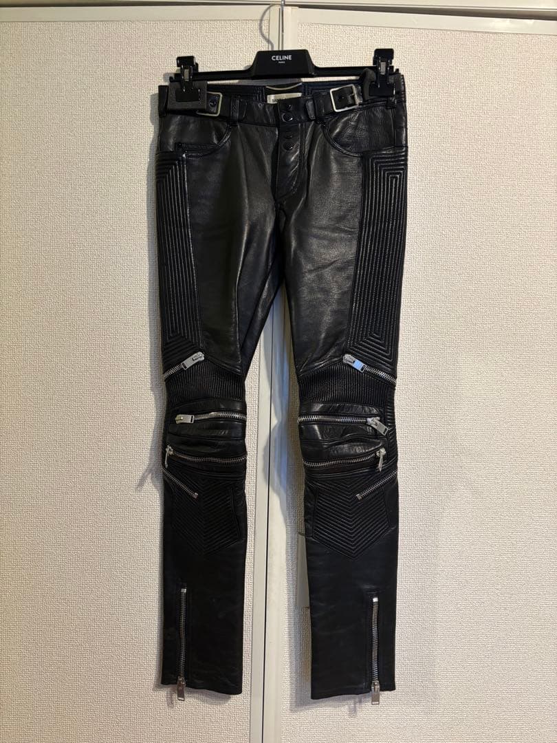 SAINT LAURENT 13AWレザーバイカーパンツ