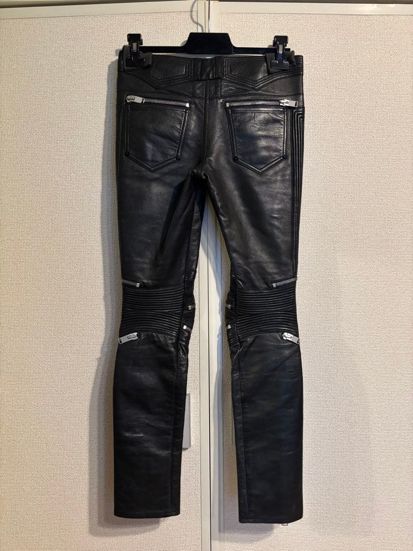 SAINT LAURENT 13AWレザーバイカーパンツ