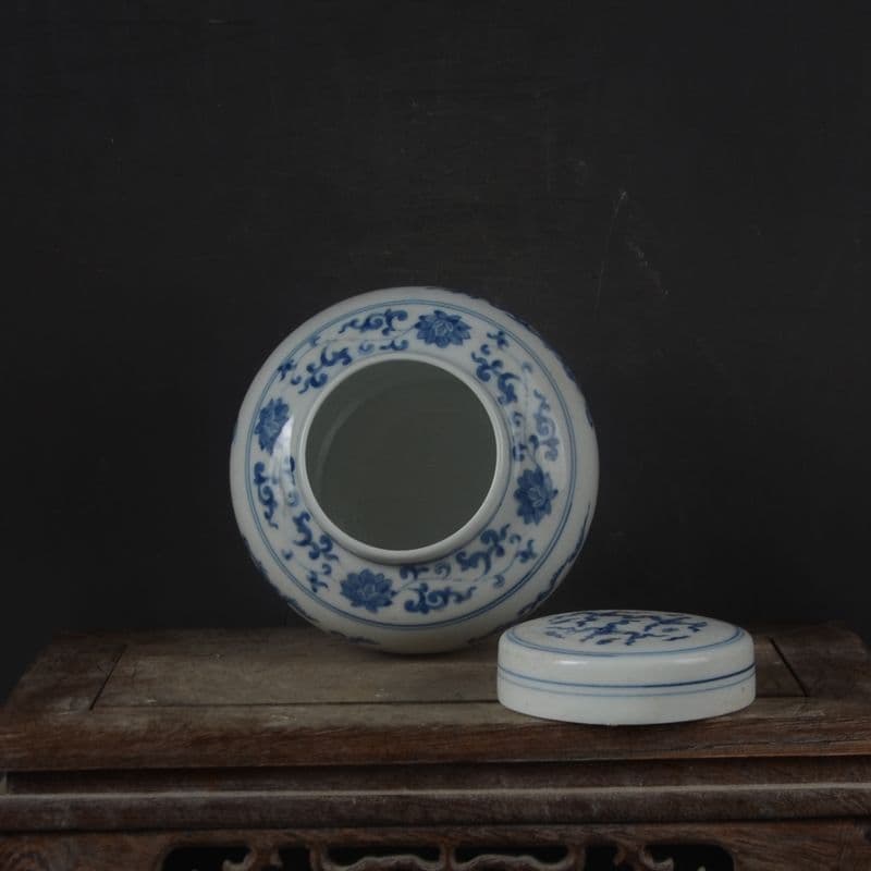 明成化青花嬰戯紋天字缶 景徳鎮 陶磁器 装飾品 現代工芸品 美術品 置物