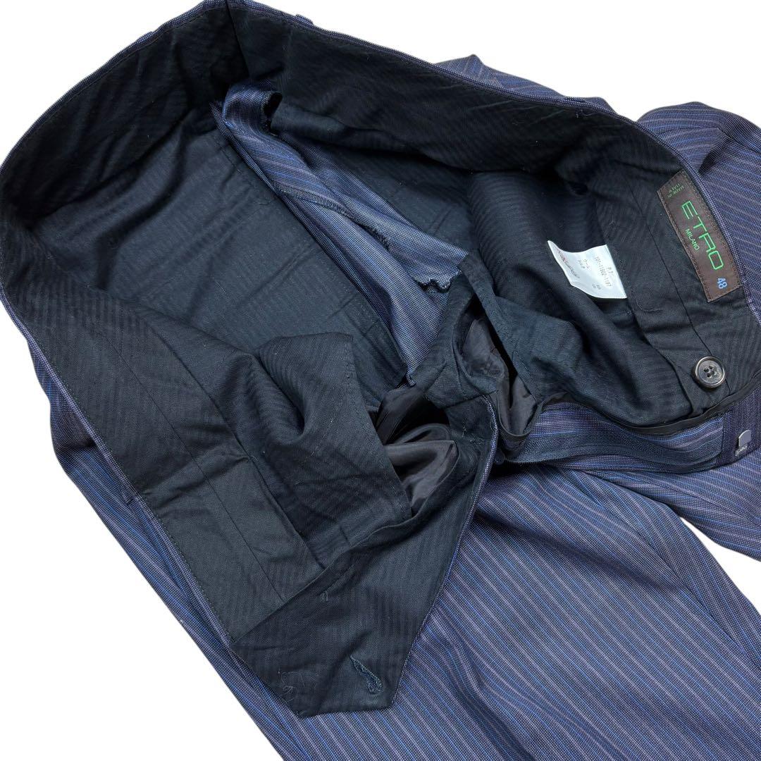 極美品 エトロ セットアップ スーツ シルク ペイズリー柄 濃紺 サイズ48