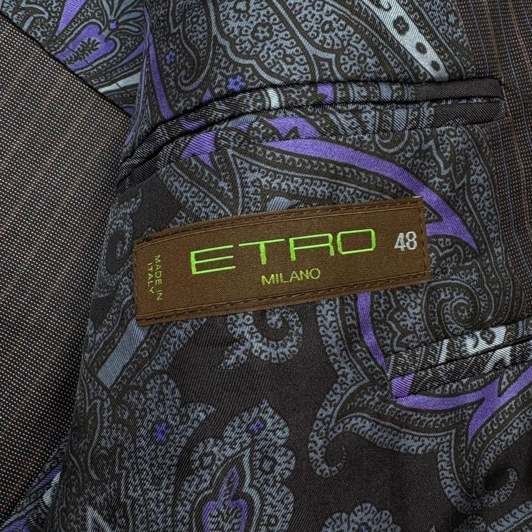 極美品 エトロ セットアップ スーツ シルク ペイズリー柄 濃紺 サイズ48