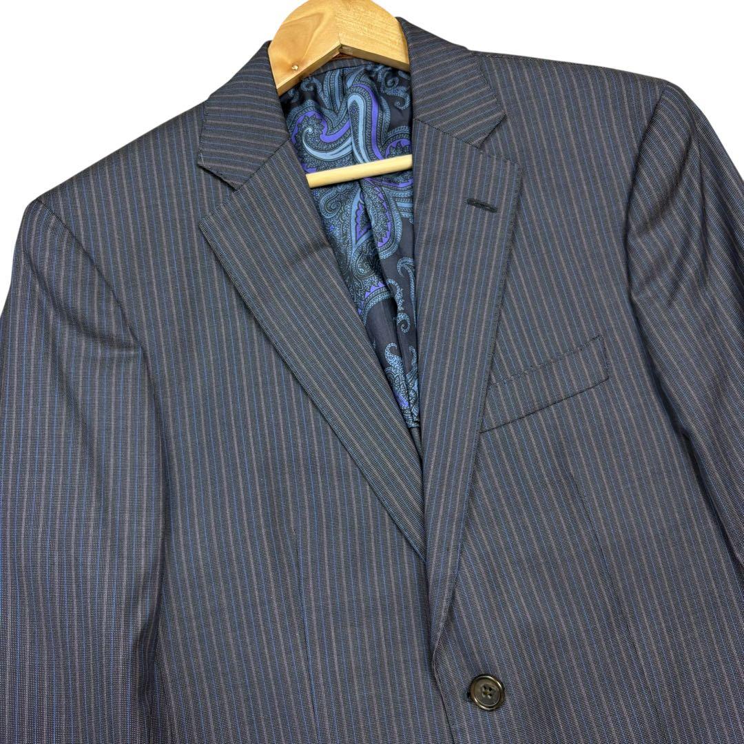 極美品 エトロ セットアップ スーツ シルク ペイズリー柄 濃紺 サイズ48