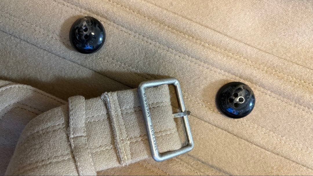 バーバリー ブルーレーベル ロングコート ノバチェック ファー ベージュ M