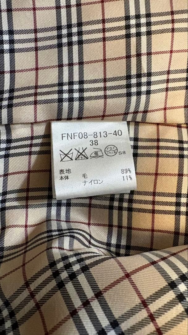 バーバリー ブルーレーベル ロングコート ノバチェック ファー ベージュ M