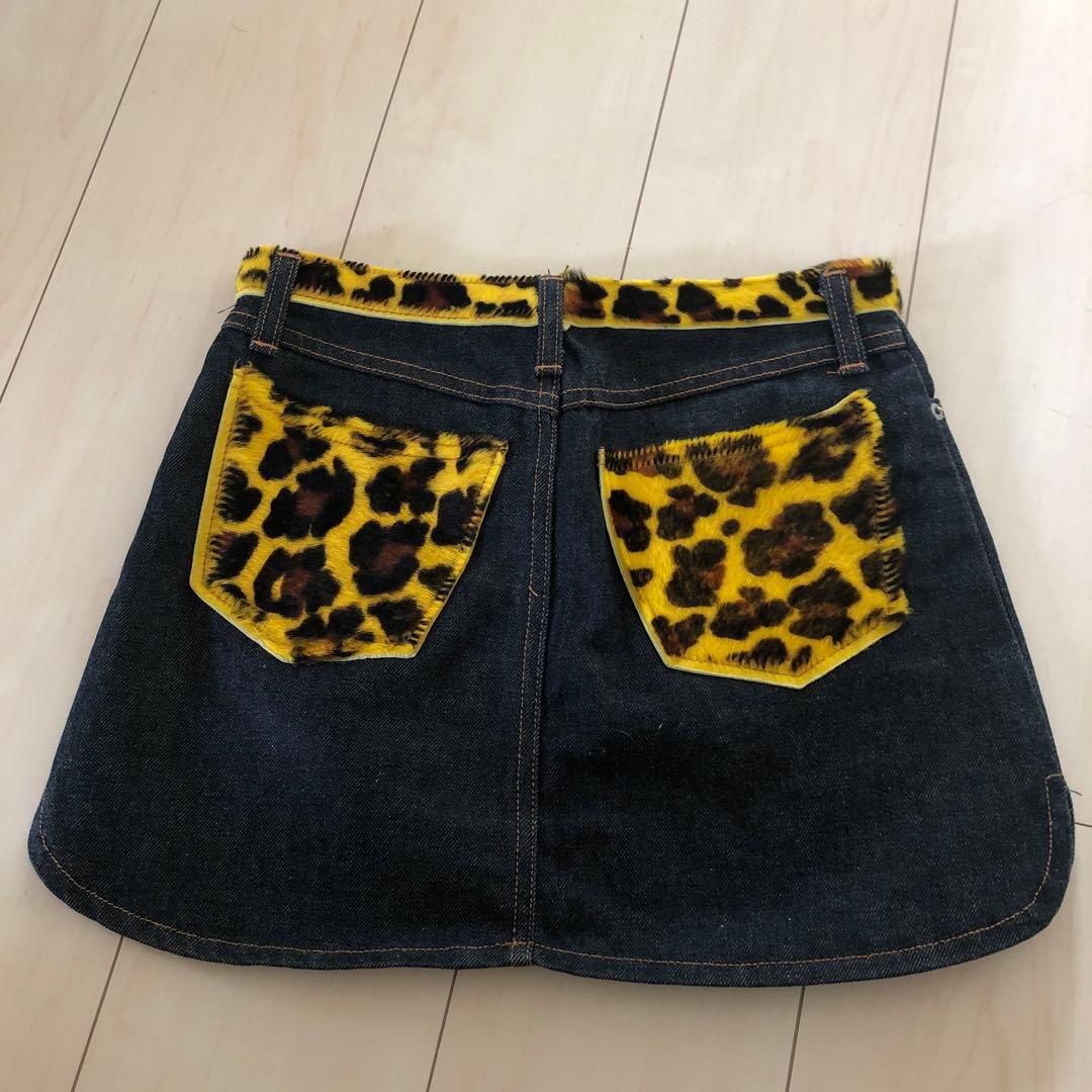 D&G デニムミニスカート レオパード柄