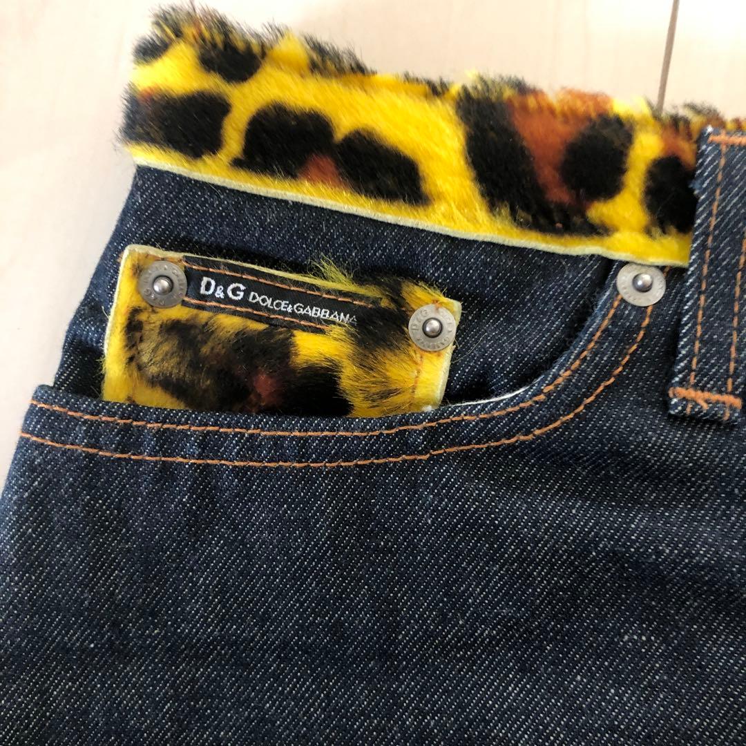 D&G デニムミニスカート レオパード柄