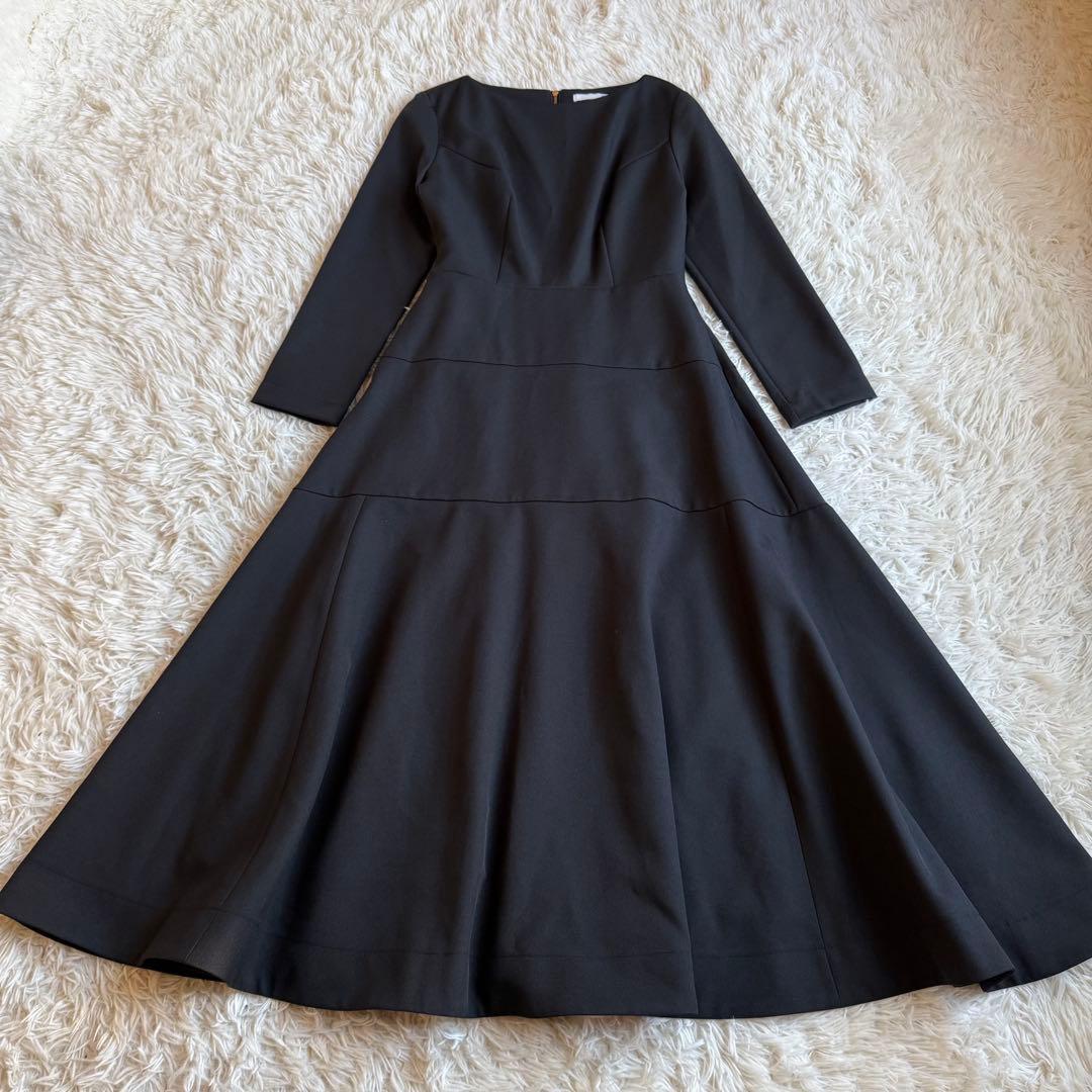 24AW最新モデル/定価3.6万 ジェンヌ オードリーフレアワンピース L 黒