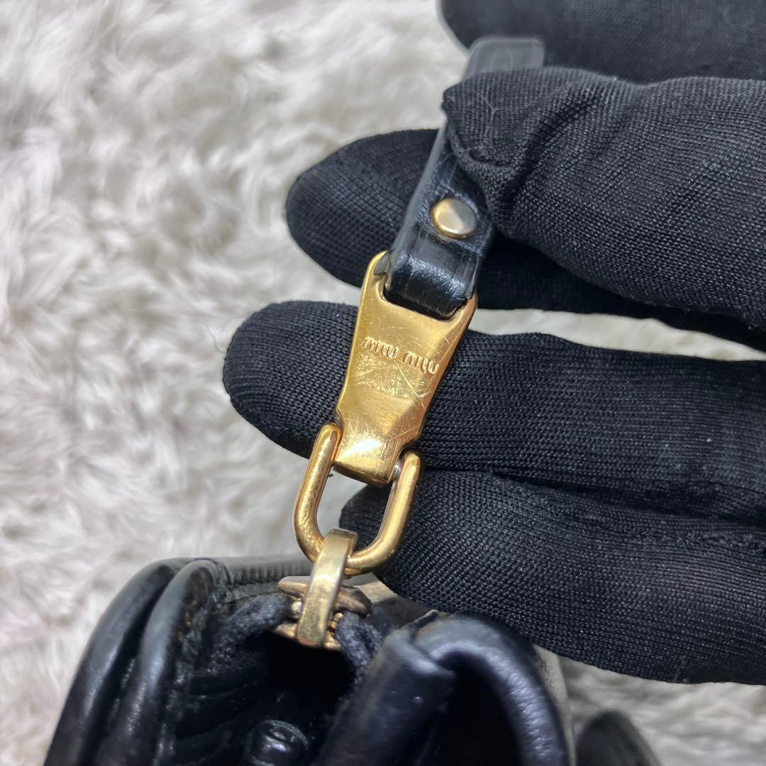 美品✨ミュウミュウ 三つ折り財布 L字ジップ ブラック ナッパインプトゥーレ