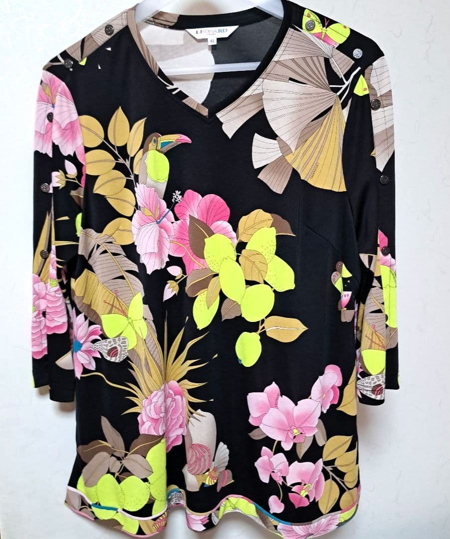 LEONARD SPORT レオナールスポーツ 七分袖カットソー 42 黒