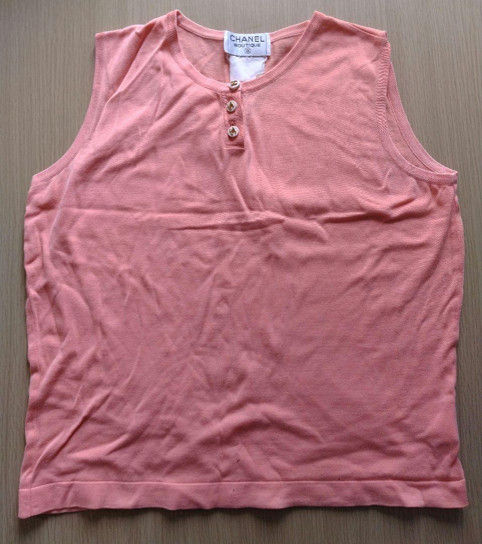 CHANEL ピンク タンクトップ ボタン付き サイズ42
