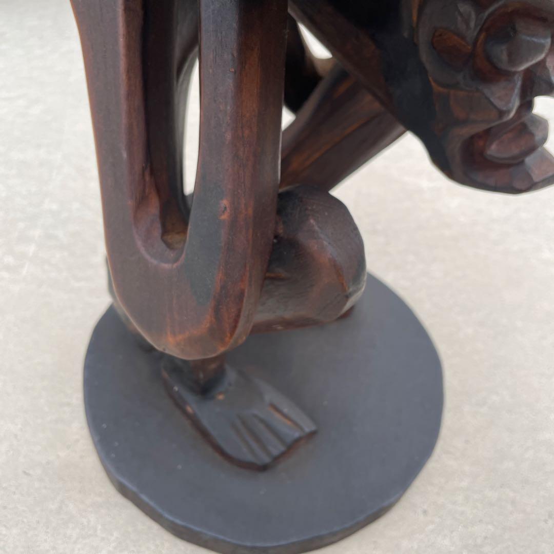 木製　木彫り　アフリカ　スツール　ガーゴイル　丸椅子　ヴィンテージ　民芸