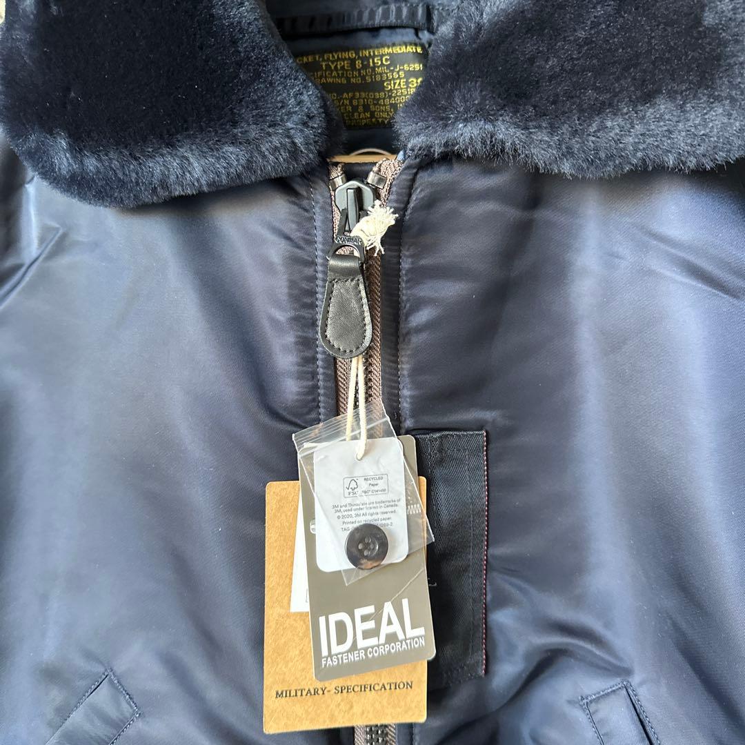Mサイズ　ネイビー (MA-1 )B15Cフライトジャケット ファー付き