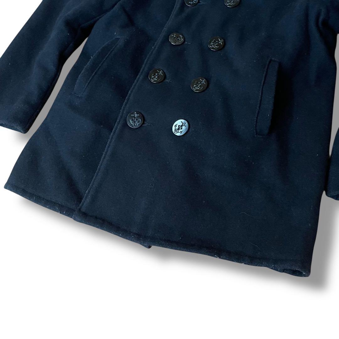 80s USA製 ショット ウール Pコート ブラック メンズL相当 ジャケット