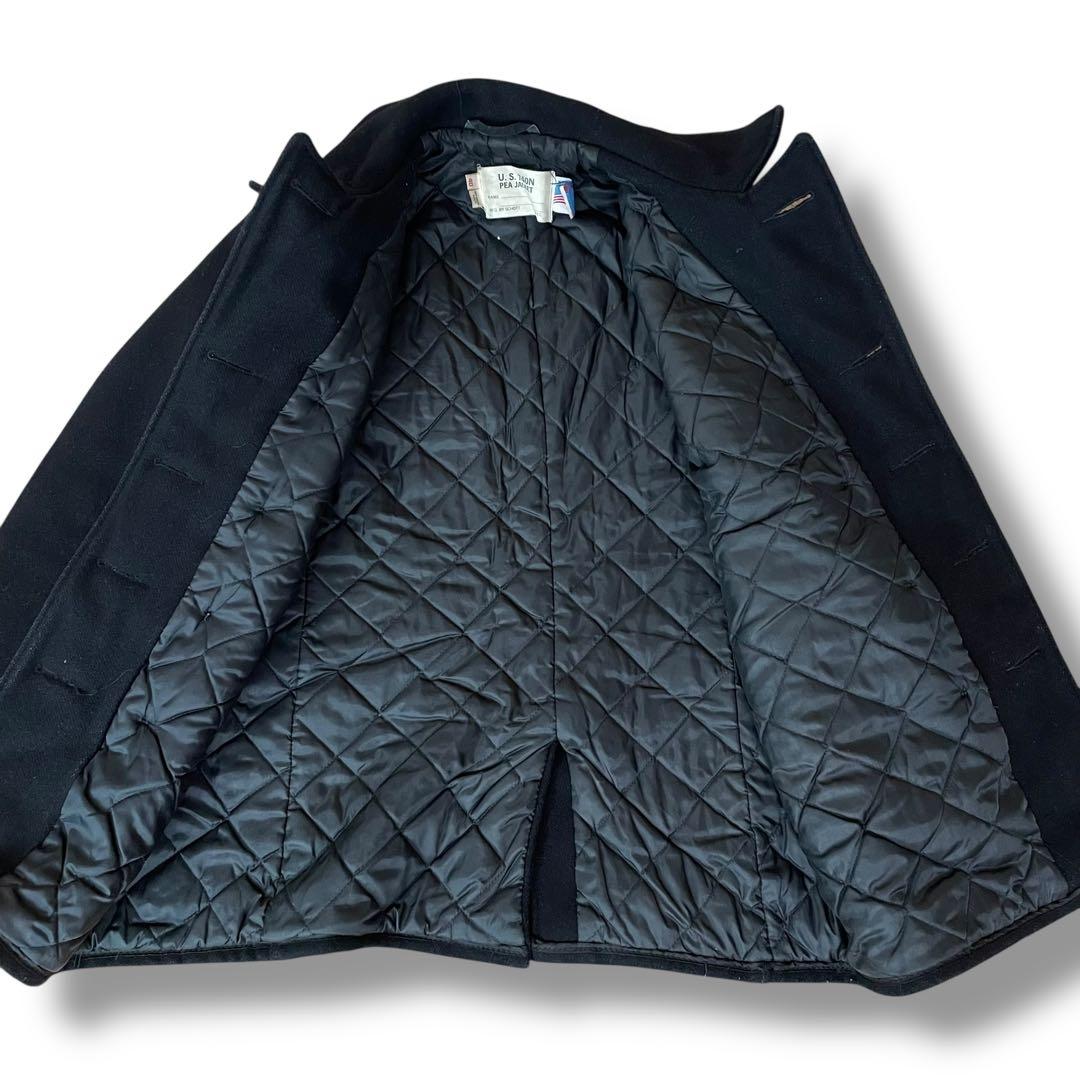 80s USA製 ショット ウール Pコート ブラック メンズL相当 ジャケット