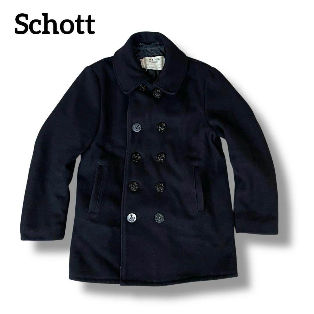 80s USA製 ショット ウール Pコート ブラック メンズL相当 ジャケット