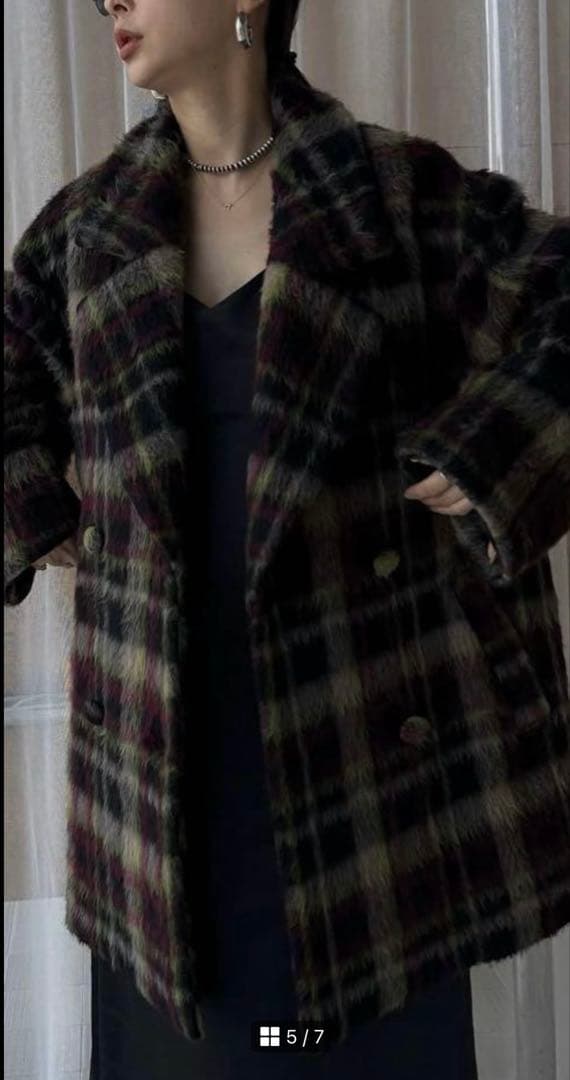 AMERI ADORABLE SHAGGY CHECK COAT！