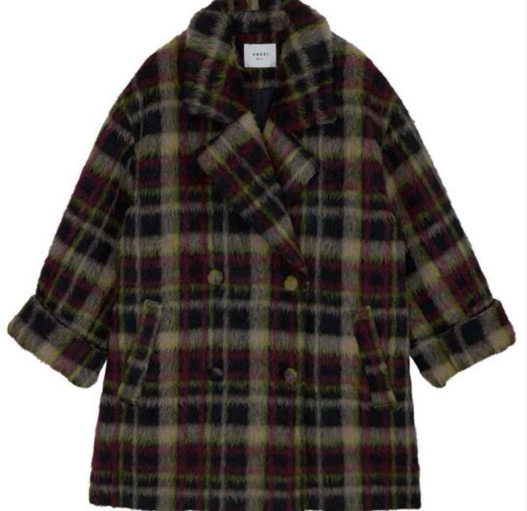 AMERI ADORABLE SHAGGY CHECK COAT！
