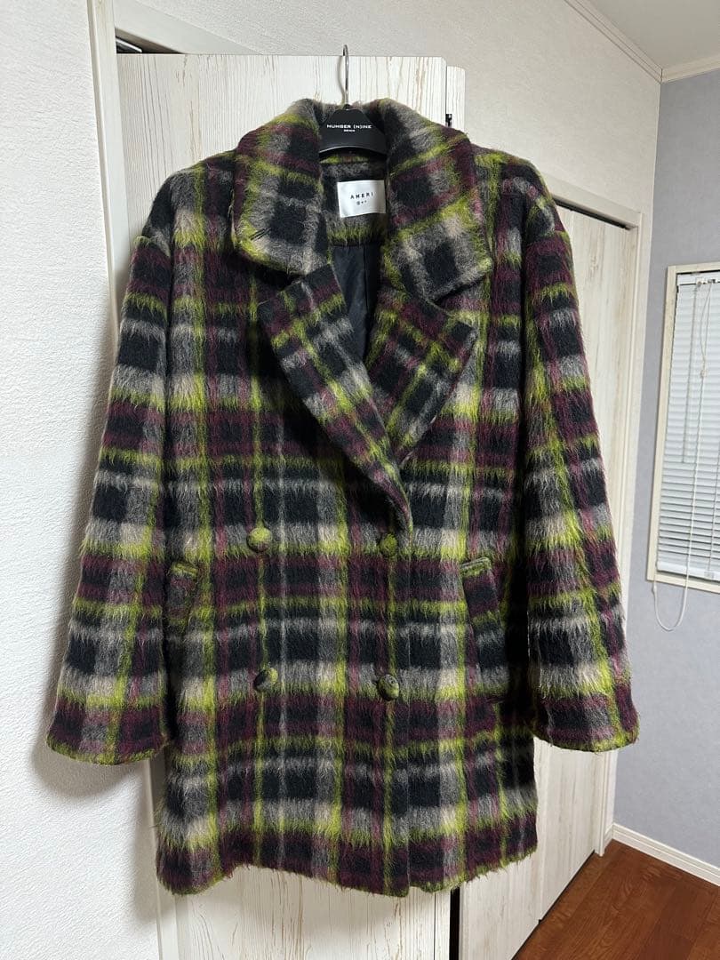 AMERI ADORABLE SHAGGY CHECK COAT！