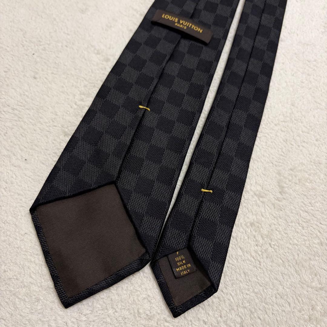 【美品】LOUIS VUITTON ブラック ダミエ ネクタイ ロゴ