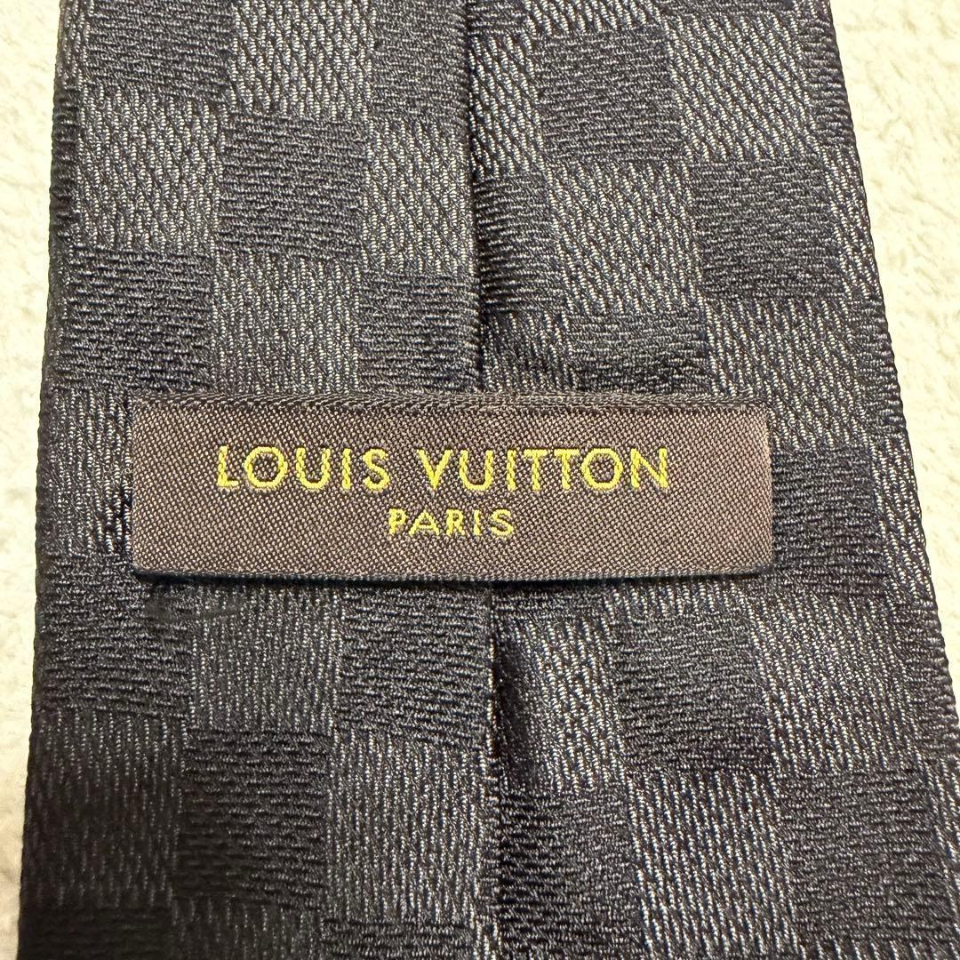 【美品】LOUIS VUITTON ブラック ダミエ ネクタイ ロゴ