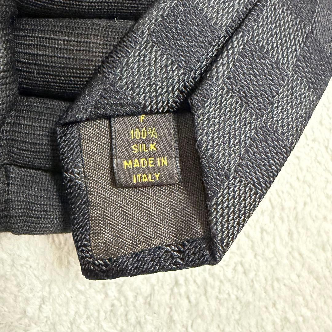 【美品】LOUIS VUITTON ブラック ダミエ ネクタイ ロゴ