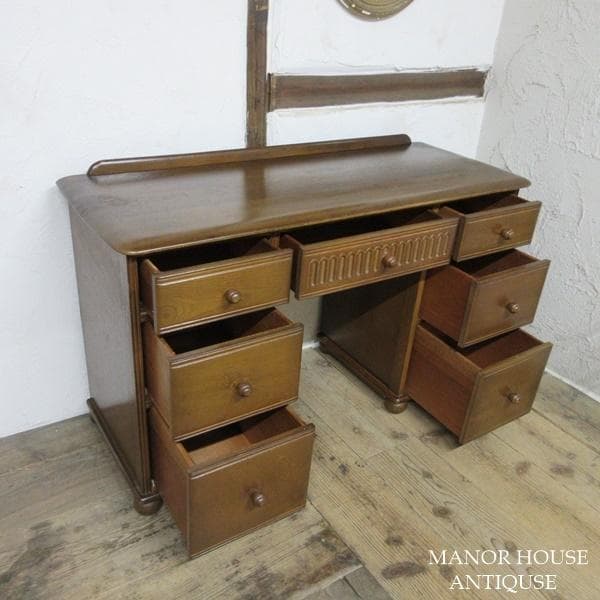 イギリス アンティーク 家具 デスク 机 作業台 店舗什器 英国 6324d